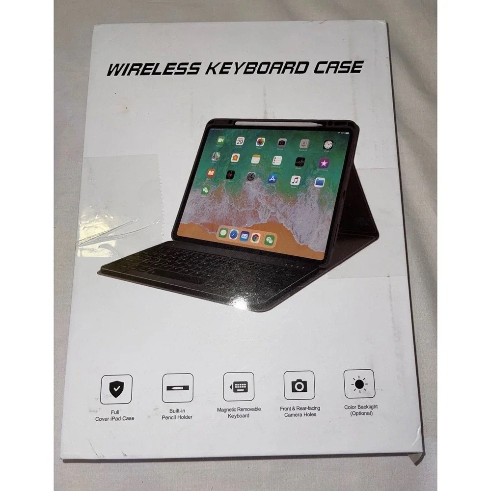 Purple Wireless Bluetooth Keyboard Case Stand for iPad Tablet